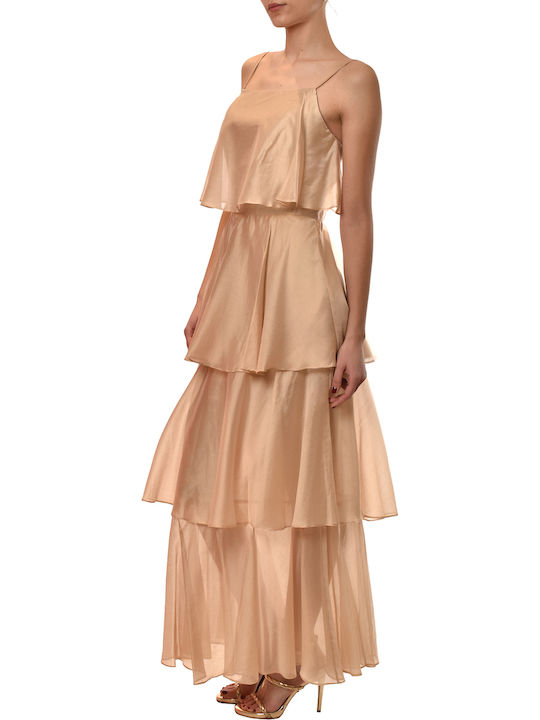 Sommer Maxi Damenkleid für Hochzeit - Taufe Beige