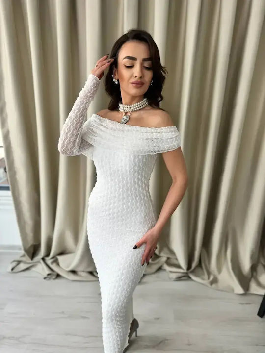 Rochie Maxi De Vară Pentru Nuntă Botez Cu Tul Alb