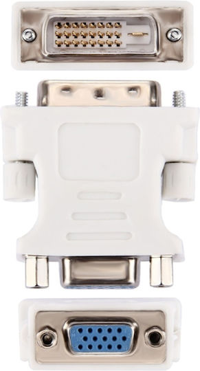 Adaptor DVI la VGA Zola Masculin la Masculin 24+1 Pin VGA 15 Pini Alb