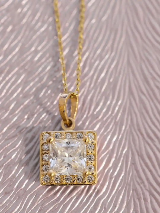 Rosette Necklace in 14K Gold with Zircon