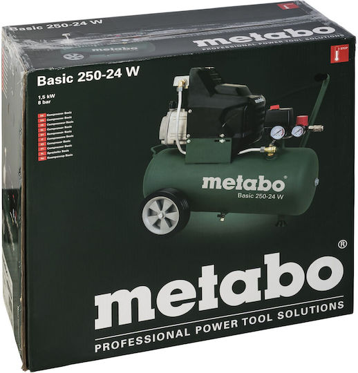 Metabo Basic 250-24 W Single-Phase Air Compressors 97dB with Power 2hp and Airtank 24lt 601533000