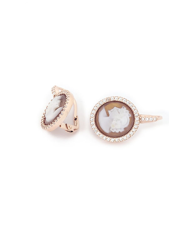 Dangle Earrings Made of Gold Plated Silver with Pink Stones