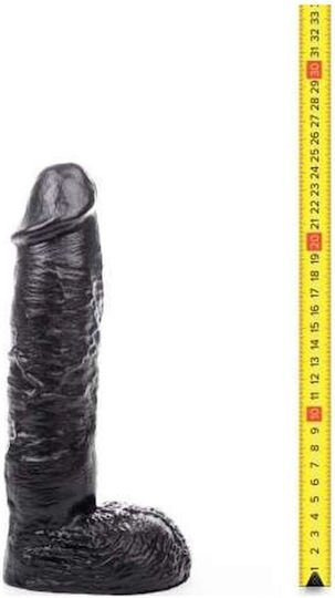 Hung System Mickey Dildo realist cu Testicule și Ventuză Negru 24cm