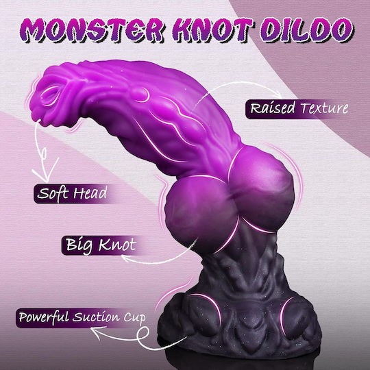 Realistic Dildo With Scrotum And Suction Cup Purple 23cm