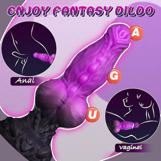Realistic Dildo With Scrotum And Suction Cup Purple 23cm
