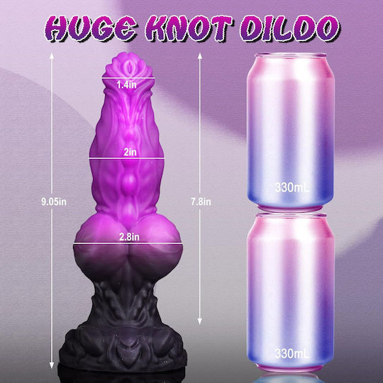 Realistic Dildo With Scrotum And Suction Cup Purple 23cm