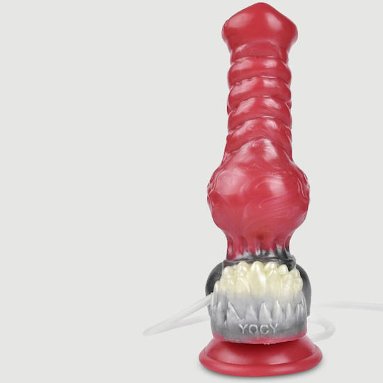 Dog Silicone Dildo Ribs & Ejaculation Furry Silicone Dildo Ejaculation & Suction Cup 21 X 7.5 Cm Red