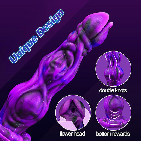 Glass Dildo With Suction Cup Purple 23cm