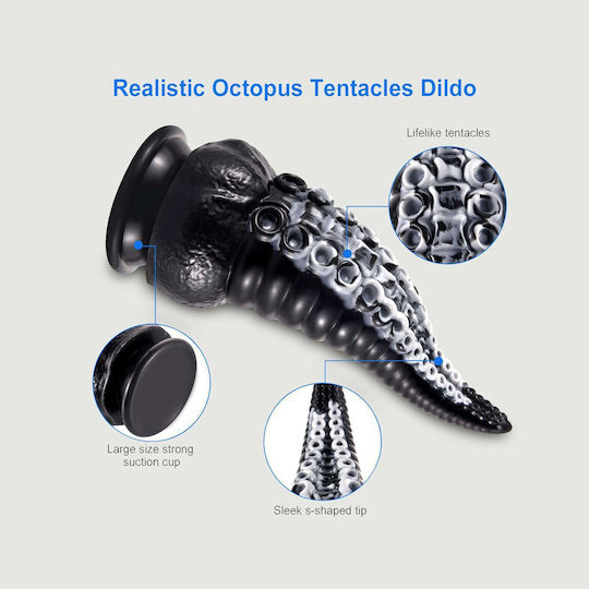 Realistic Dildo With Suction Cup Black 23cm