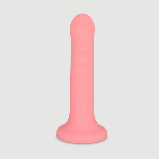 Λείο Κυρτό Dildo Σιλικόνης Βεντούζα Leon 18 Cm Smooth Curved Classic Silicone Dildo Suction Cup Ροζ