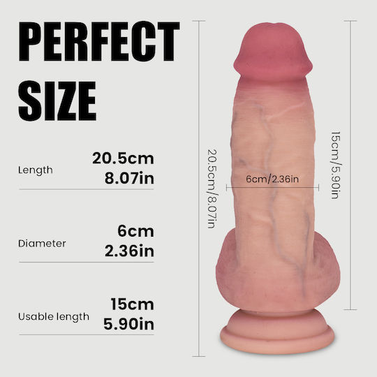 Glass Dildo with Balls and Suction Cup Flesh 18cm