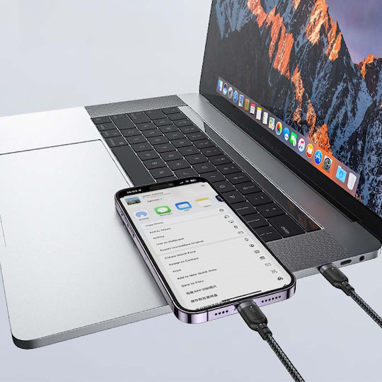 Yesido Braided USB-C To Lightning Cable 27W Black 1.2m
