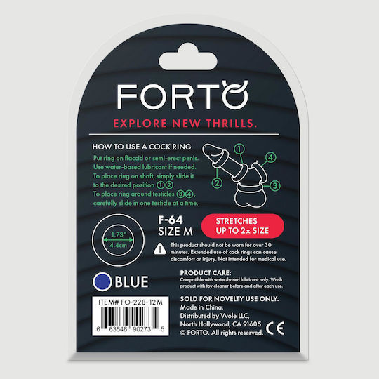 Φαρδύ Δαχτυλίδι Πέους Σιλικόνης Forto F-64 45 Mm Wide Silicone Medium Cock Ring Μπλε