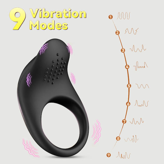 Vibrating Silicone Cock Ring Application Dolphin Ribbed App Based Silicone Cock Ring Black