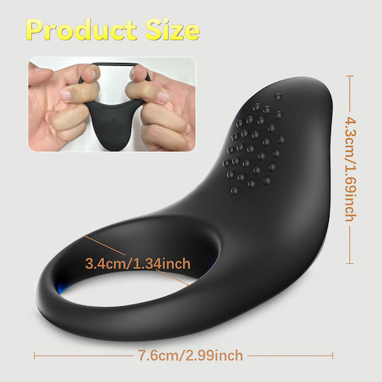 Vibrating Silicone Cock Ring Application Dolphin Ribbed App Based Silicone Cock Ring Black