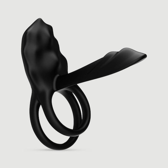 Inele Vibratoare Duble Pentru Penis Din Silicon Stimulator Clitoridian Flexibil Negru