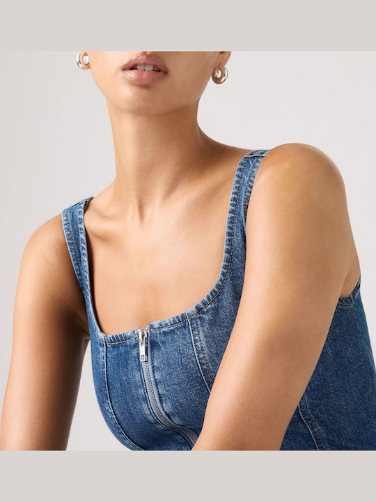 Mini Denim Dress Blue