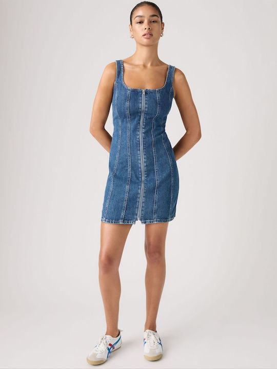 Mini Denim Dress Blue
