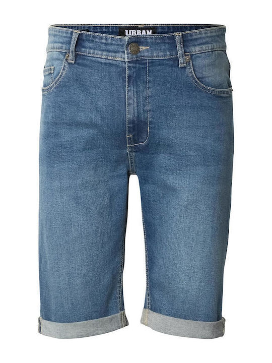 Pantaloni Scurți Bărbați Denim Mid Albastru Închis Spălat