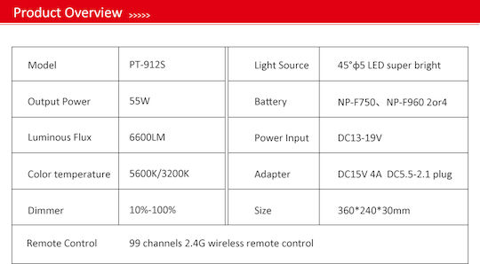 Tolifo Kit Φωτισμού Daylight 55W