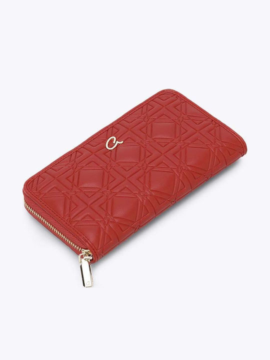 Debossed Large Women's Wallet Red