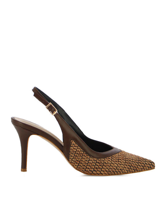Leather Heels With High Brown Heel