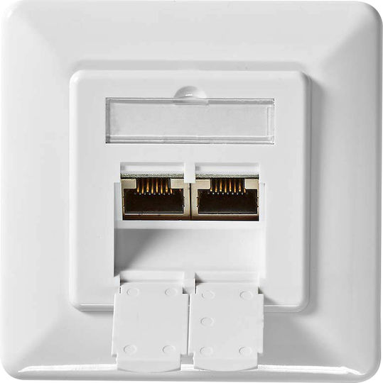 Nedis Wall Ethernet Socket Double Female Ports Rj45 Cat6a Recessed White