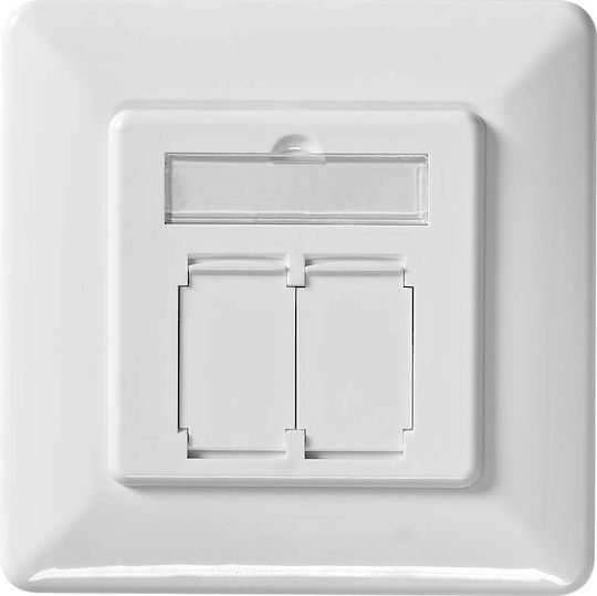Nedis Priză Dublă Femelă Rj45 Cat6 Ethernet de Perete pentru Rețea Albă