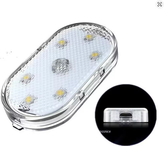 Lampă Ambientală Auto Led RGB Zola 8 Moduri de Iluminare Suport Magnetic 6 Leduri Alimentată cu Baterii 5.5 X 2.5 Cm Transparentă