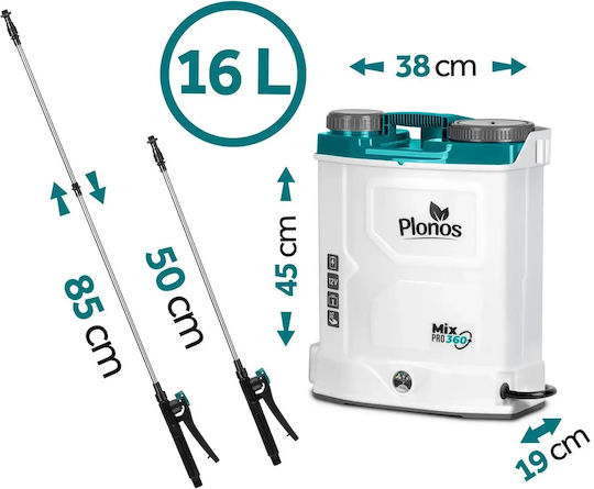 Smartic Pulverizator cu Presiune 12V cu Baterie 8Ah cu Capacitate 16l