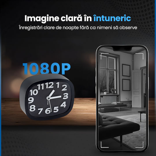 Cameră Spion Ascunsă în Ceas Deșteptător Wifi Card 8gb 4k Transmisie Live Full Hd 1080p Detectare Mișcare Alarmă Funcțională Monitorizare 24/7 Acces De La Distanță