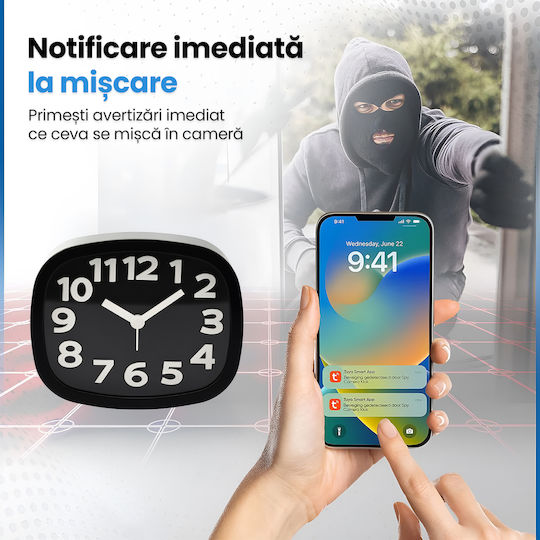 Cameră Spion Ascunsă Ceas Deșteptător Wifi Card 64gb 4k Transmisie Live Full Hd 1080p Detectare Mișcare Ceas Funcțional Monitorizare 24/7 Acces De La Distanță