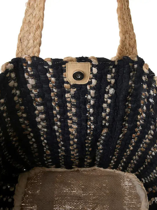 Ble Resort Collection Black Wicker Beach Bag