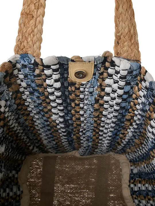 Ble Resort Collection Blue Wicker Beach Bag
