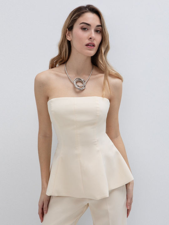 Women's Strapless Yellow Blouse