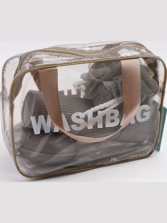 Rose Gold Toiletry Bag Double Handle Set 5 Pieces