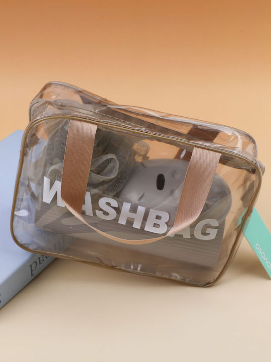 Rose Gold Toiletry Bag Double Handle Set 5 Pieces