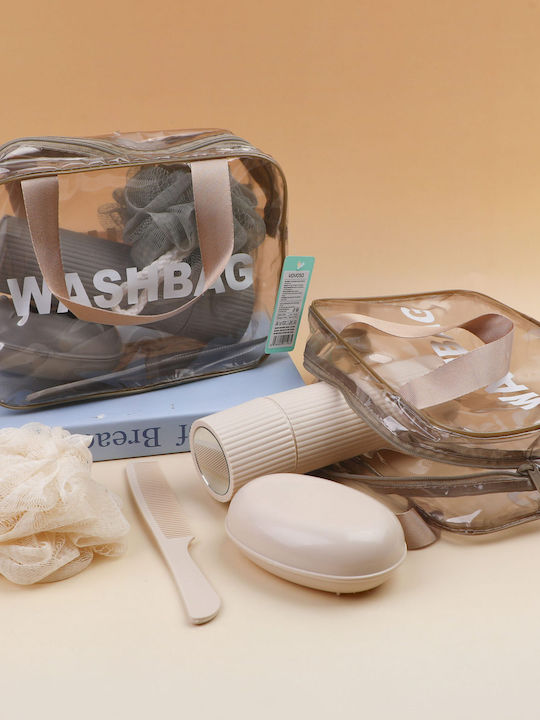 Rose Gold Toiletry Bag Double Handle Set 5 Pieces