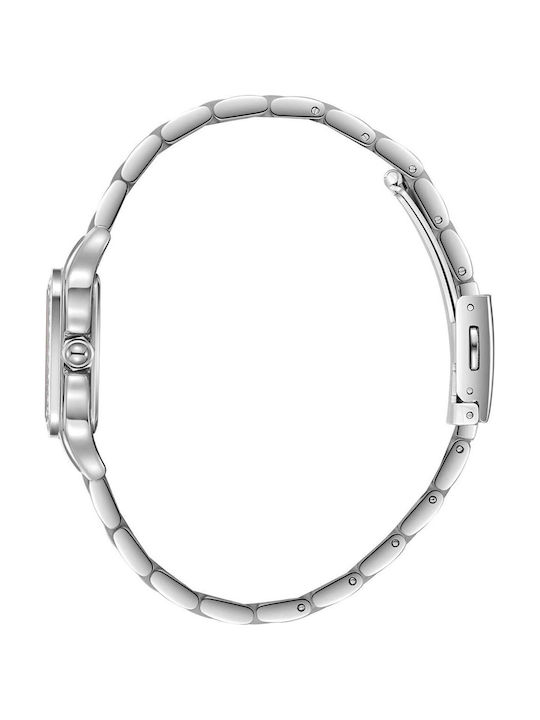 Lee Cooper Crystals Γυναικείο Ρολόι Μπαταρίας με Ασημί Μεταλλικό Μπρασελέ