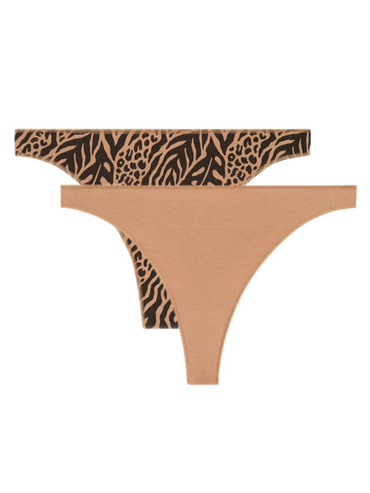 Fimelle Women's String Seamless Skin-Brown