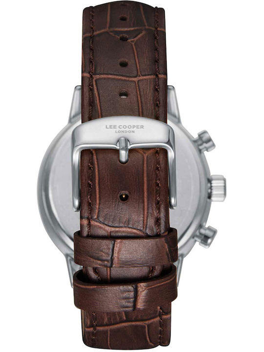 Lee Cooper Dual Time Men's Watch 42mm Battery with Brown Leather Strap