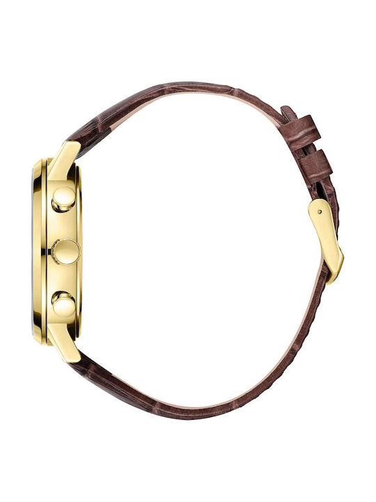 Lee Cooper Dual Time Ανδρικό Ρολόι Μπαταρίας με Καφέ Δερμάτινο Λουράκι