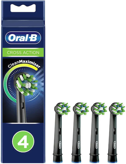 Oral-B Cross Action CleanMaximiser Rezerve Capete Periuță Dinți Electrică Ediția Neagră 4 Buc