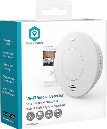 Nedis Connected Smoke Detector 85 Db Smartlife 10-year Lifespan White