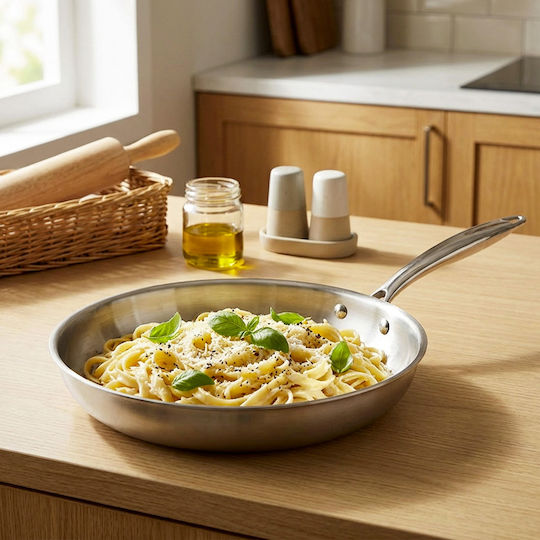 Cheffinger 24 Cm Pfanne Kompatibel Mit Allen Hitzequellen Induktion Aus Rostfreiem Stahl Silber