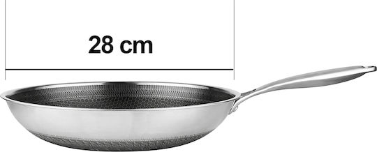 Cheffinger Wok 28 Cm Stainless Steel Induction Compatible 3d Honeycomb Anti-scratch Coating Black Silver