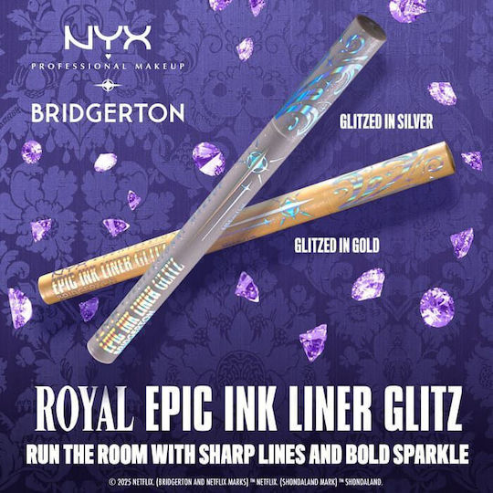 NYX Professional Makeup Bridgerton Royal Epic Ink Glitz Водоустойчив Химикал Очни Линии 2 Glitzed В Злато 1мл