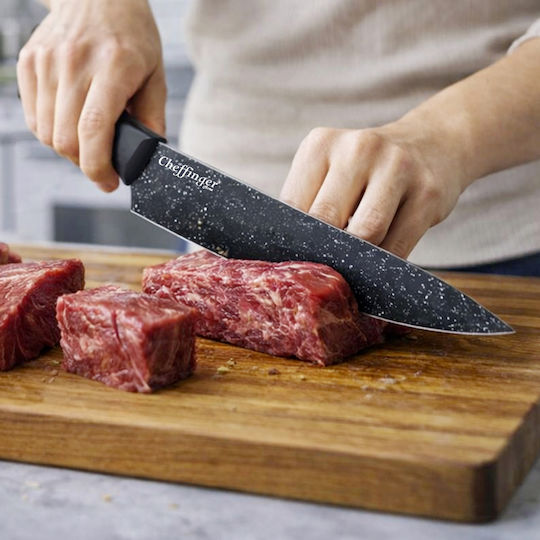 Cheffinger Set 6 Knives Peeler Non-stick Pizza Cutter Black