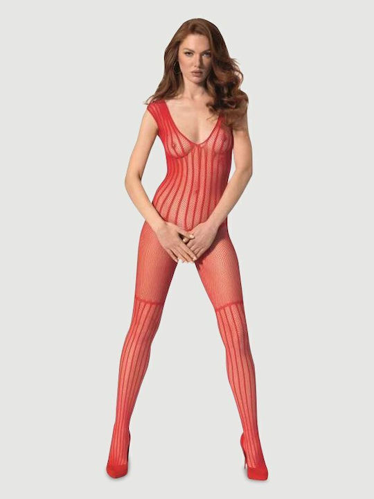 Διχτυωτό Ολόσωμο Καλσόν Ανοιχτό Καβάλο Passion Lingerie Bs103 Fishnet Crotchless Bodystocking Κόκκινο