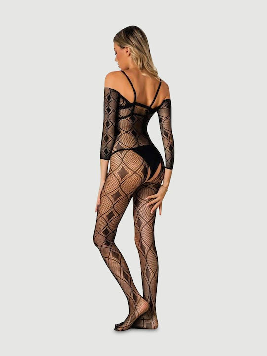 Ολόσωμο Διχτυωτό Καλσόν Ανοιχτό Καβάλο Diamond Pattern Crotchless Bodystocking Μαύρο